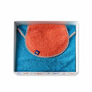 [BABY GIFT SET] SWADDLE * 1 (CARIBBEAN BLUE) / BIB * 1 (ORANGE) | ORGANIC TOWEL | HIPPOPOTAMUS