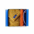 [BABY GIFT SET] TOWEL WITH LOOP * 1 (GOLD) / CHIEF TOWEL * 1 (ORANGE) / BIB * 1 (NAVY) | ORGANIC TOWEL | HIPPOPOTAMUS