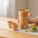 [SAKE BOTTLE & CUP SET] 3-PIECE SET (BOTTLE FOR 360ml) | ODATE MAGEWAPPA | KURIKYU｜使用イメージ（演出・テーブルコーディネート）※手作りのため色・風合いは一点ごとに異なります