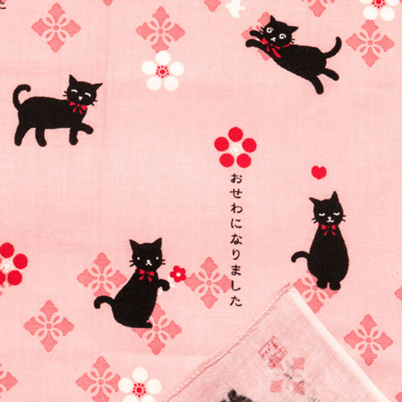 [TOWELS] HANDKERCHIEF THANKS FOR THE HELP BLACK CAT | YOKOHAMA DYEING | HAMAMONYO