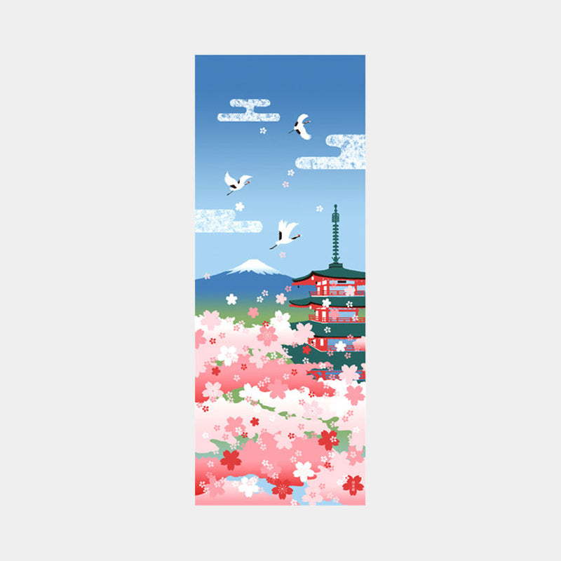 [TOWELS] TENUGUI CHERRY BLOSSOMS MT. FUJI | YOKOHAMA DYEING | HAMAMONYO