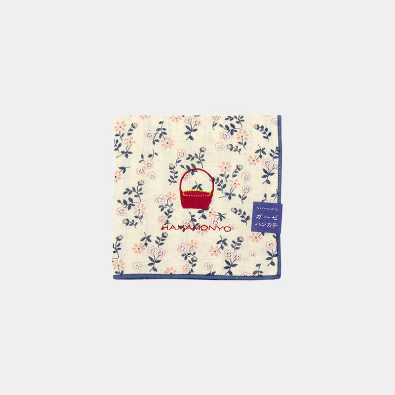 [TOWELS] REVERSIBLE GAUZE HANDKERCHIEF FLORAL AND BASKET | YOKOHAMA DYEING | HAMAMONYO