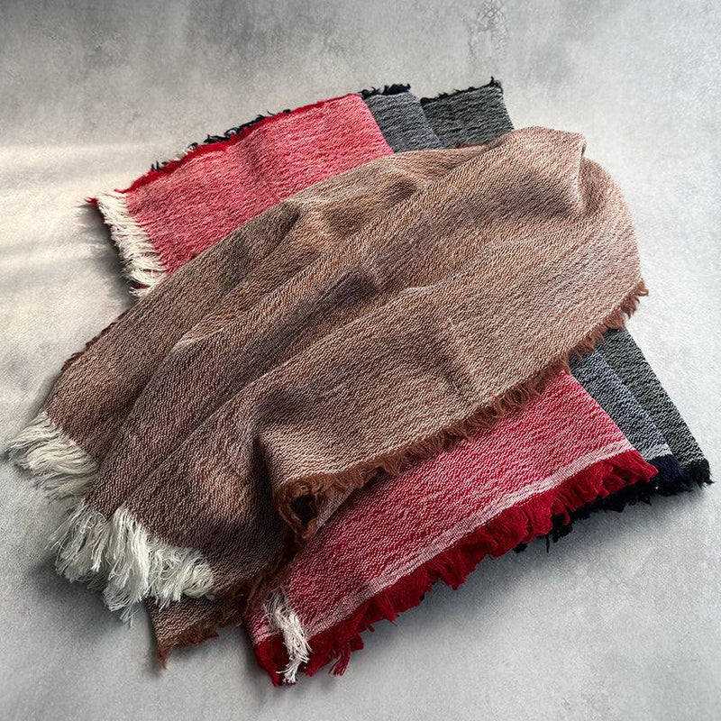 [SCARF] BANSHU-ORI COTTON WOOL STOLE (BLACK) | BANSHU-ORI | FUJI GAUZE