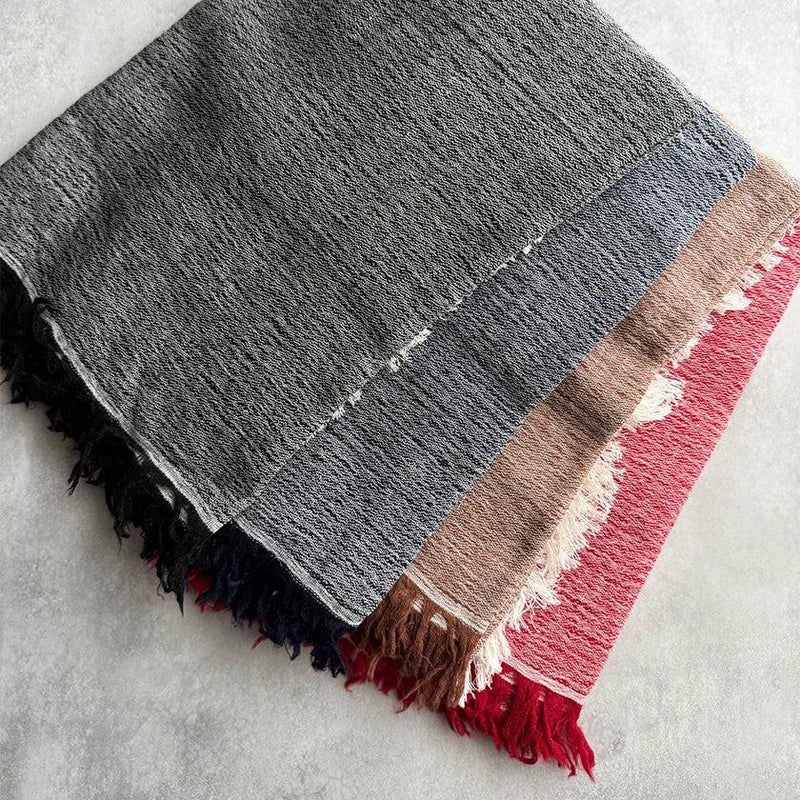 [SCARF] BANSHU-ORI COTTON WOOL STOLE (BLACK) | BANSHU-ORI | FUJI GAUZE