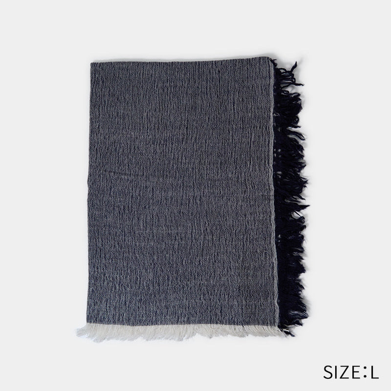 [SCARF] BANSHU-ORI COTTON WOOL STOLE (NAVY) | BANSHU-ORI | FUJI GAUZE