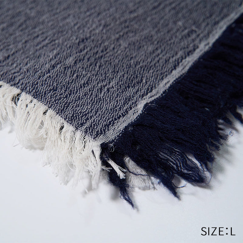 [SCARF] BANSHU-ORI COTTON WOOL STOLE (NAVY) | BANSHU-ORI | FUJI GAUZE