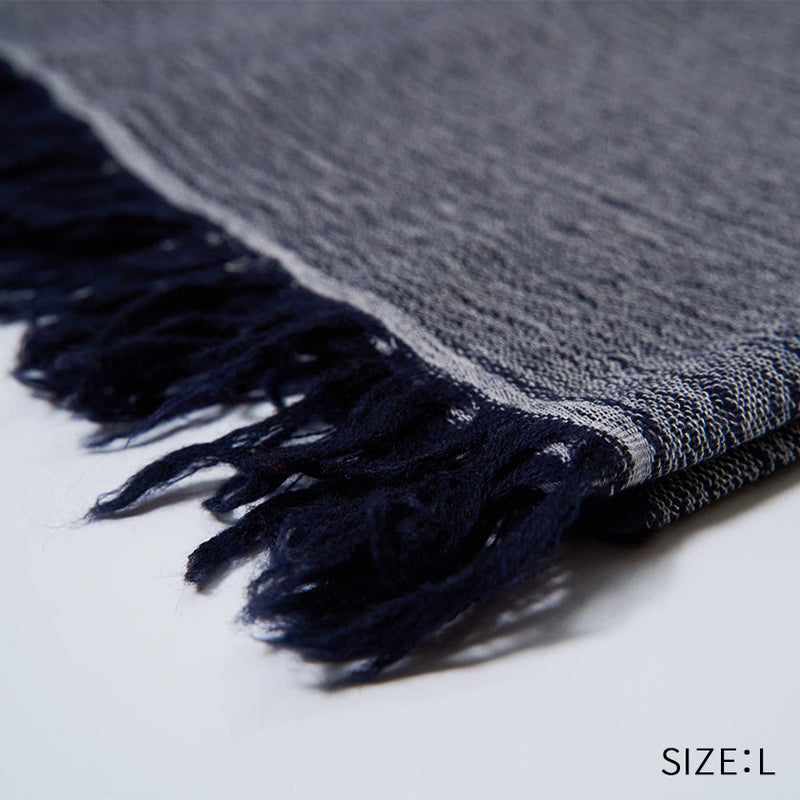 [SCARF] BANSHU-ORI COTTON WOOL STOLE (NAVY) | BANSHU-ORI | FUJI GAUZE