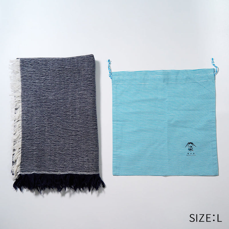 [SCARF] BANSHU-ORI COTTON WOOL STOLE (NAVY) | BANSHU-ORI | FUJI GAUZE