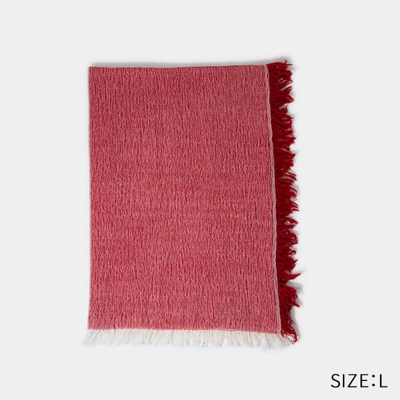 [SCARF] BANSHU-ORI COTTON WOOL STOLE (RED) | BANSHU-ORI | FUJI GAUZE