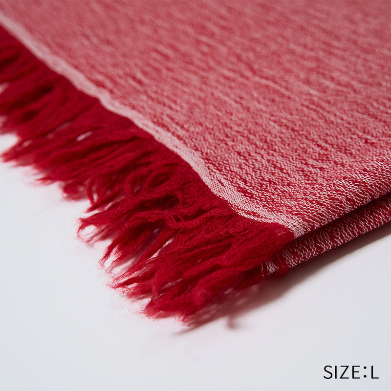 [SCARF] BANSHU-ORI COTTON WOOL STOLE (RED) | BANSHU-ORI | FUJI GAUZE