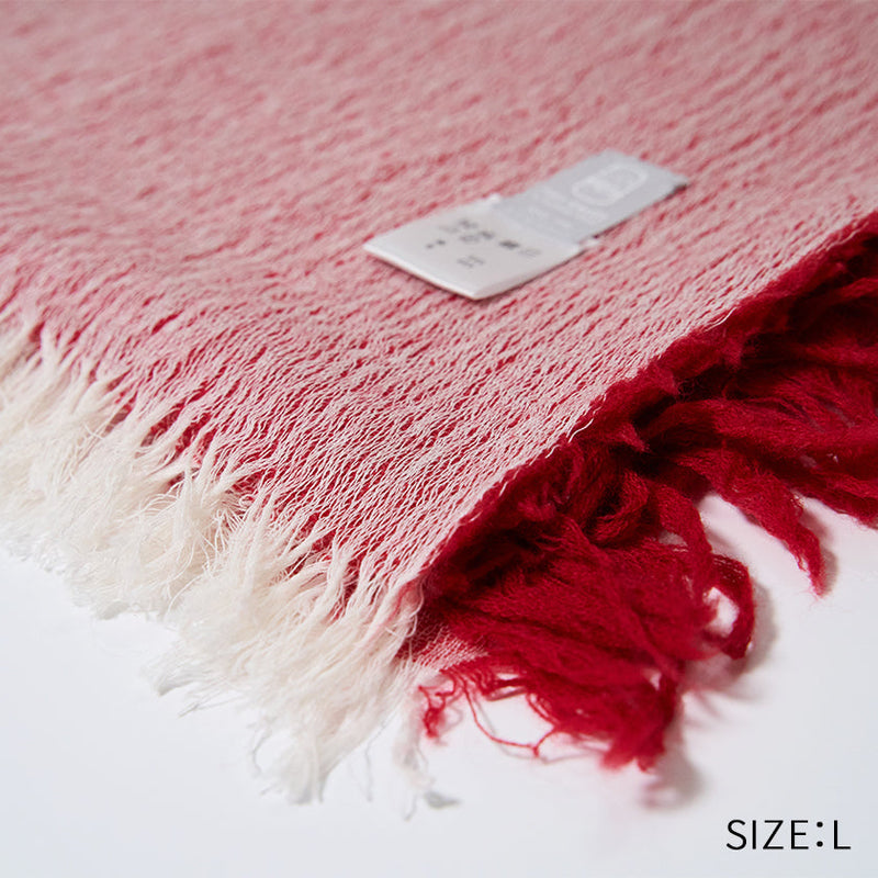 [SCARF] BANSHU-ORI COTTON WOOL STOLE (RED) | BANSHU-ORI | FUJI GAUZE