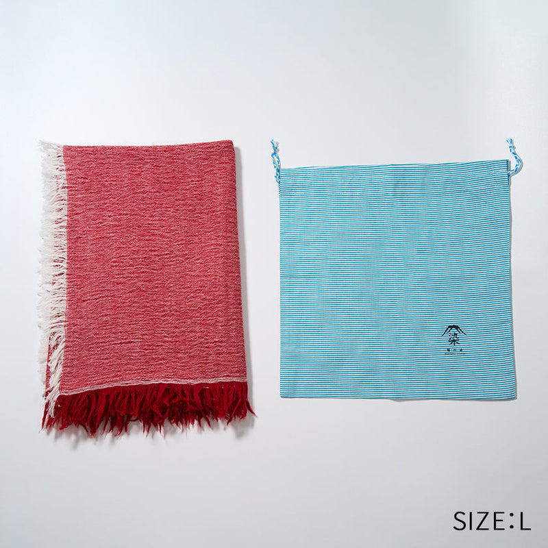 [SCARF] BANSHU-ORI COTTON WOOL STOLE (RED) | BANSHU-ORI | FUJI GAUZE