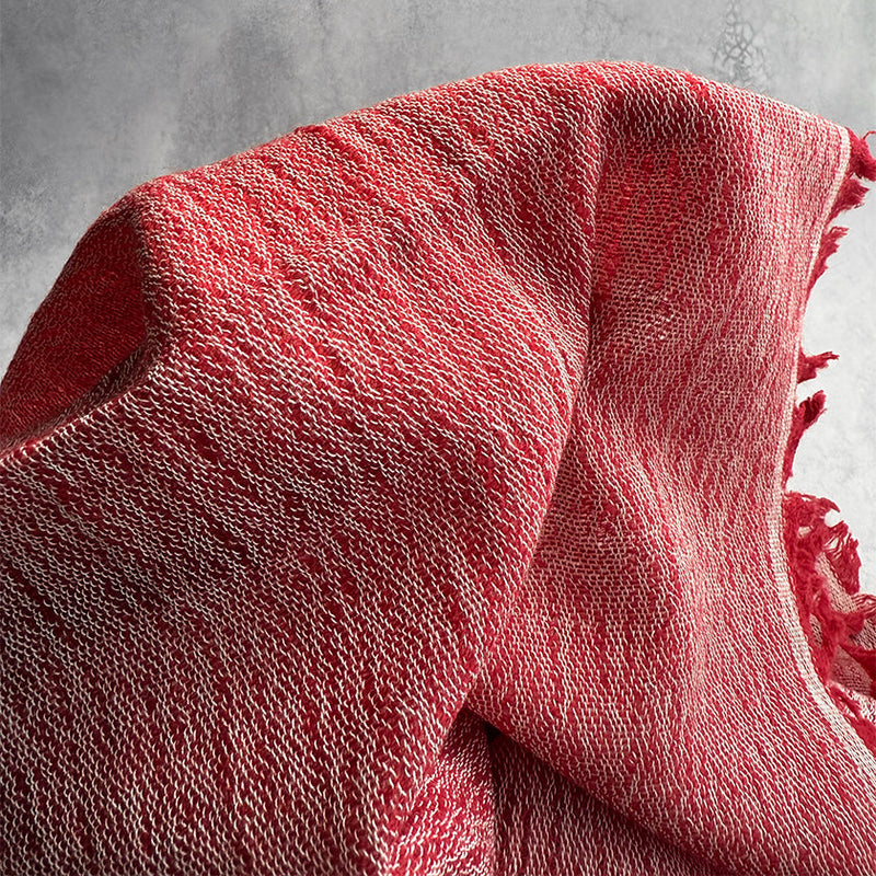 [SCARF] BANSHU-ORI COTTON WOOL STOLE (RED) | BANSHU-ORI | FUJI GAUZE