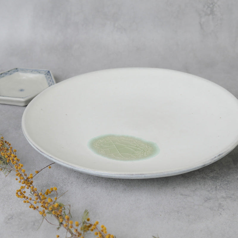 [LARGE PLATE (PLATTER)] GLASS GLAZE | TANBA WARE | SHINSUIGAMA