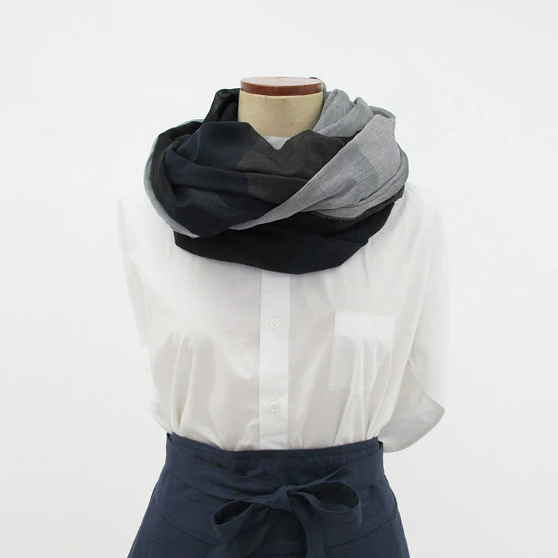 [SCARF] ULTRAFINE COTTON BANSHU-ORI STALL (NAVY) L | BANSHU-ORI | POLS