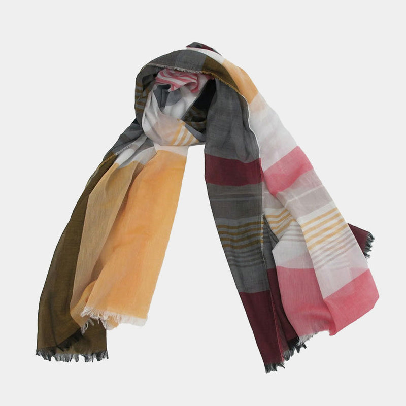 [SCARF] ULTRAFINE COTTON BANSHU-ORI STALL (ORANGE) L | BANSHU-ORI | POLS