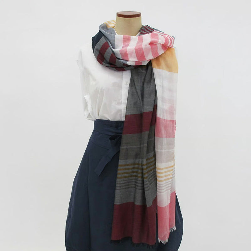 [SCARF] ULTRAFINE COTTON BANSHU-ORI STALL (ORANGE) L | BANSHU-ORI | POLS