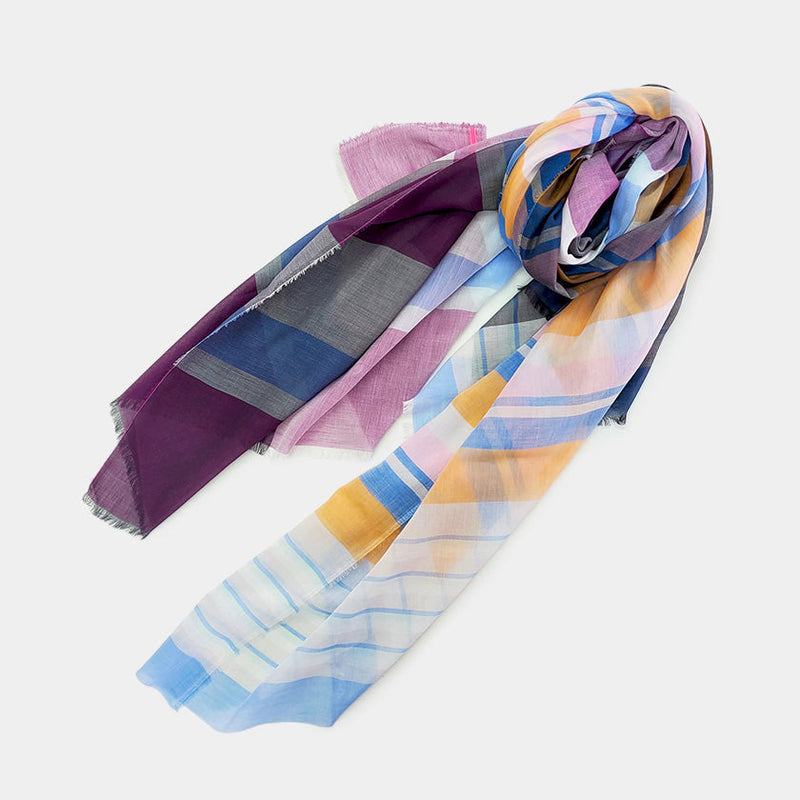 [SCARF] ULTRAFINE COTTON BANSHU-ORI STALL (PURPLE) L | BANSHU-ORI | POLS