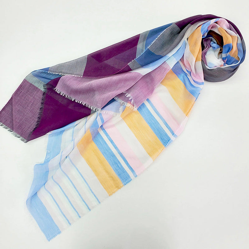 [SCARF] ULTRAFINE COTTON BANSHU-ORI STALL (PURPLE) L | BANSHU-ORI | POLS