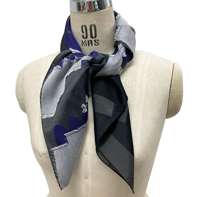 [SCARF] BANSHU-ORI JACQUARD CUPRO  SCARF (GRAY) | BANSHU-ORI | POLS