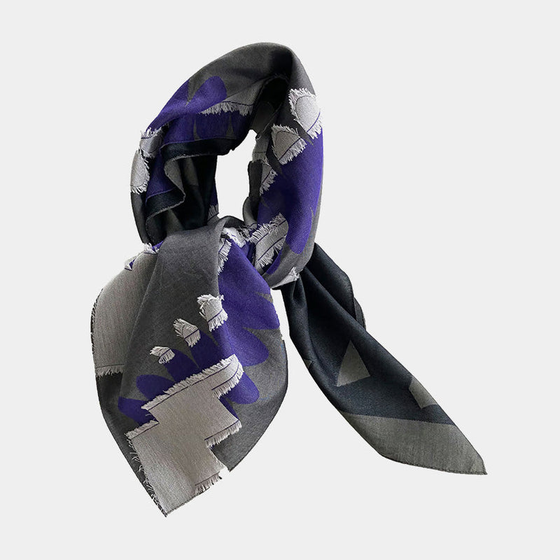 [SCARF] BANSHU-ORI JACQUARD CUPRO  SCARF (GRAY) | BANSHU-ORI | POLS