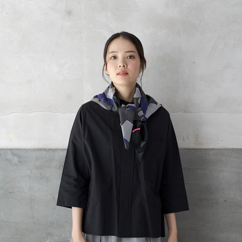 [SCARF] BANSHU-ORI JACQUARD CUPRO  SCARF (GRAY) | BANSHU-ORI | POLS