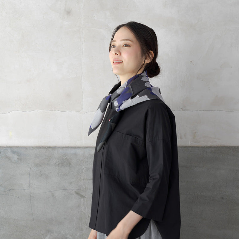 [SCARF] BANSHU-ORI JACQUARD CUPRO  SCARF (GRAY) | BANSHU-ORI | POLS