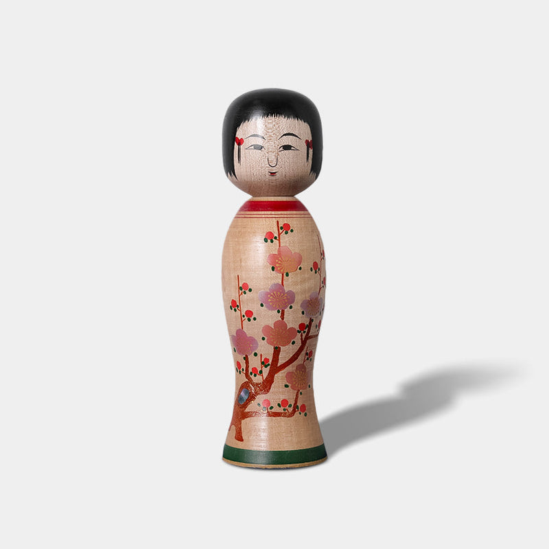 [DOLL] MAKIE KOKESHI (Wooden Dolls) PLUM PATTERN | TSUCHIYU DENTO KOKESHI (Wooden Dolls) | AKIHIRO KONNO