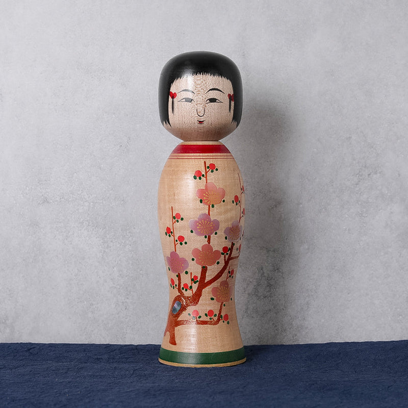 [DOLL] MAKIE KOKESHI (Wooden Dolls) PLUM PATTERN | TSUCHIYU DENTO KOKESHI (Wooden Dolls) | AKIHIRO KONNO