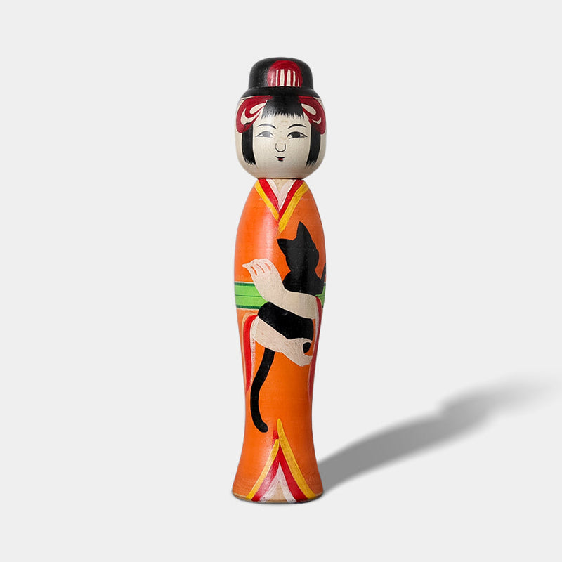 [DOLL] TAISHO PERIOD STYLE KOKESHI (Wooden Dolls) ORANGE | TSUCHIYU DENTO KOKESHI (Wooden Dolls) | AKIHIRO KONNO