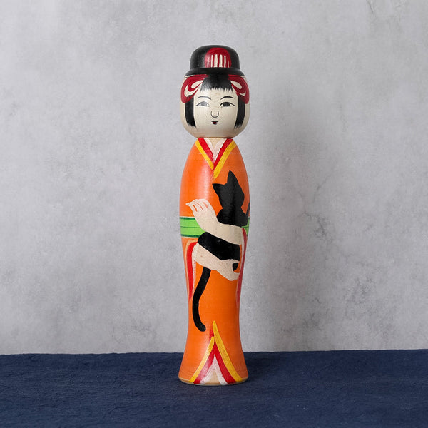 [DOLL] TAISHO PERIOD STYLE KOKESHI (Wooden Dolls) ORANGE | TSUCHIYU DENTO KOKESHI (Wooden Dolls) | AKIHIRO KONNO