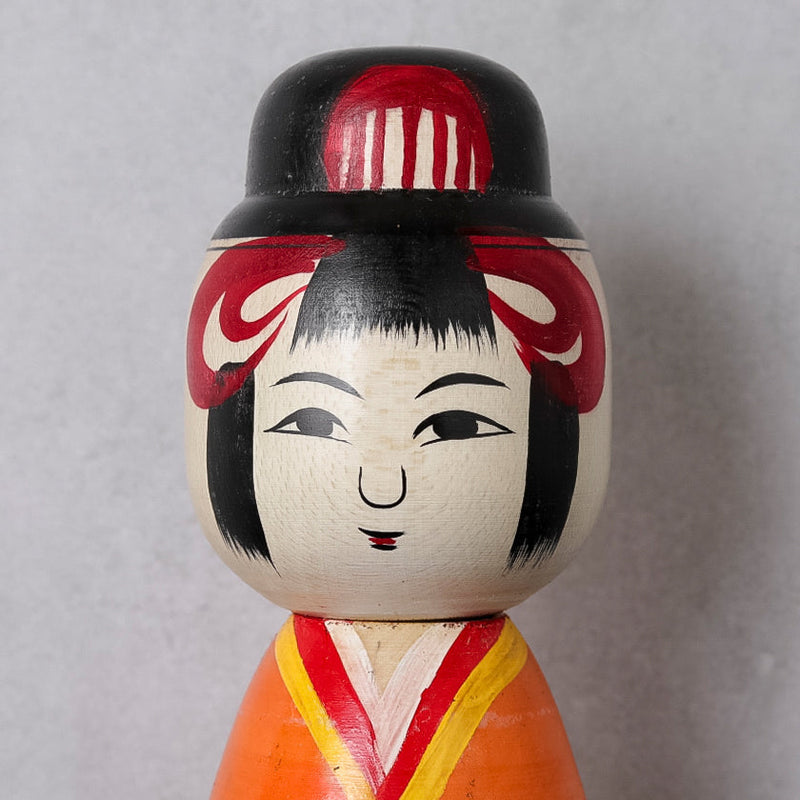 [DOLL] TAISHO PERIOD STYLE KOKESHI (Wooden Dolls) ORANGE | TSUCHIYU DENTO KOKESHI (Wooden Dolls) | AKIHIRO KONNO