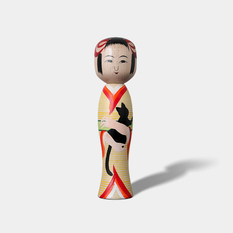 [DOLL] TAISHO PERIOD STYLE KOKESHI (Wooden Dolls) YELLOW | TSUCHIYU DENTO KOKESHI (Wooden Dolls) | AKIHIRO KONNO