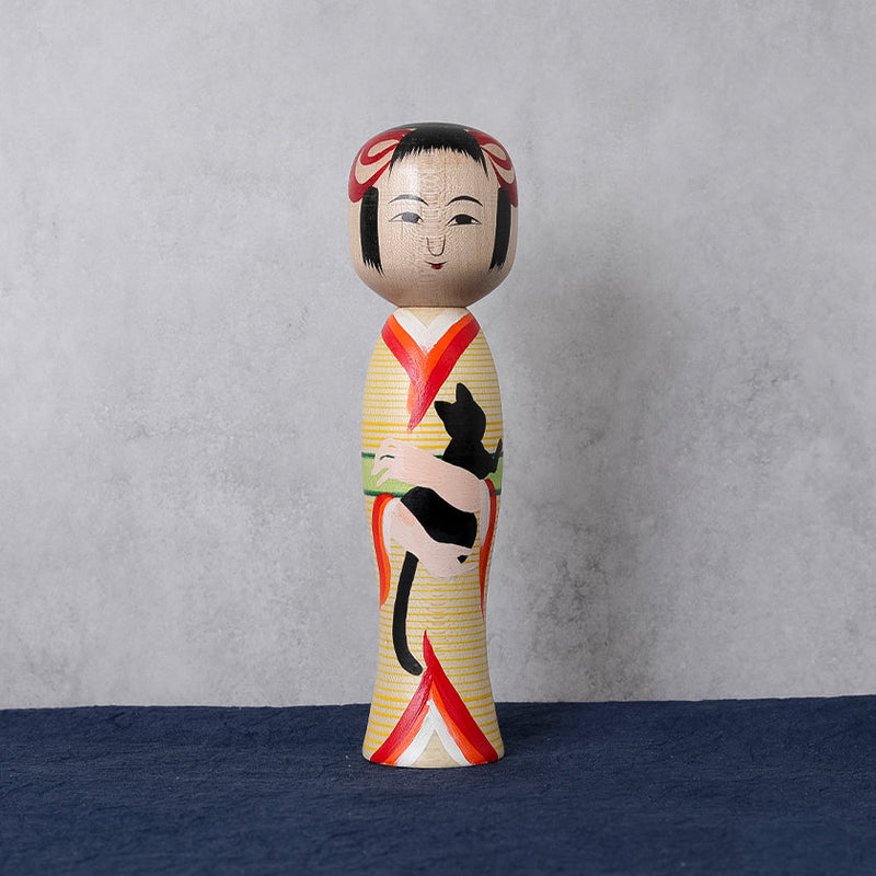 [DOLL] TAISHO PERIOD STYLE KOKESHI (Wooden Dolls) YELLOW | TSUCHIYU DENTO KOKESHI (Wooden Dolls) | AKIHIRO KONNO