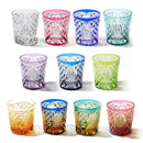 [EDO KIRIKO] KIKUTSUNAGI AND KAGOME OLD-FASHIONED GLASS | TABLEAU