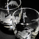 [EDO KIRIKO] "MT. FUJI" AND "CRANE" "CHERRY BLOSSOM" SAKE GLASS | TABLEAU