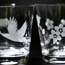 [EDO KIRIKO] "MT. FUJI" AND "CRANE" "CHERRY BLOSSOM" OLD-FASHIONED GLASS | TABLEAU