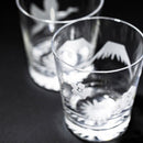 [EDO KIRIKO] "MT. FUJI" AND "CRANE" "CHERRY BLOSSOM" OLD-FASHIONED GLASS | TABLEAU