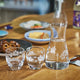 [EDO KIRIKO] MT. FUJI AND CHERRY BLOSSOM THREE-PIECE SET FOR SAKE | TABLEAU
