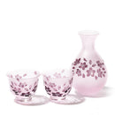 [CHOUKOKU GLASSES (CARVING) YUME GLASS] SAKURA THREE-PIECE SET FOR SAKE | TABLEAU