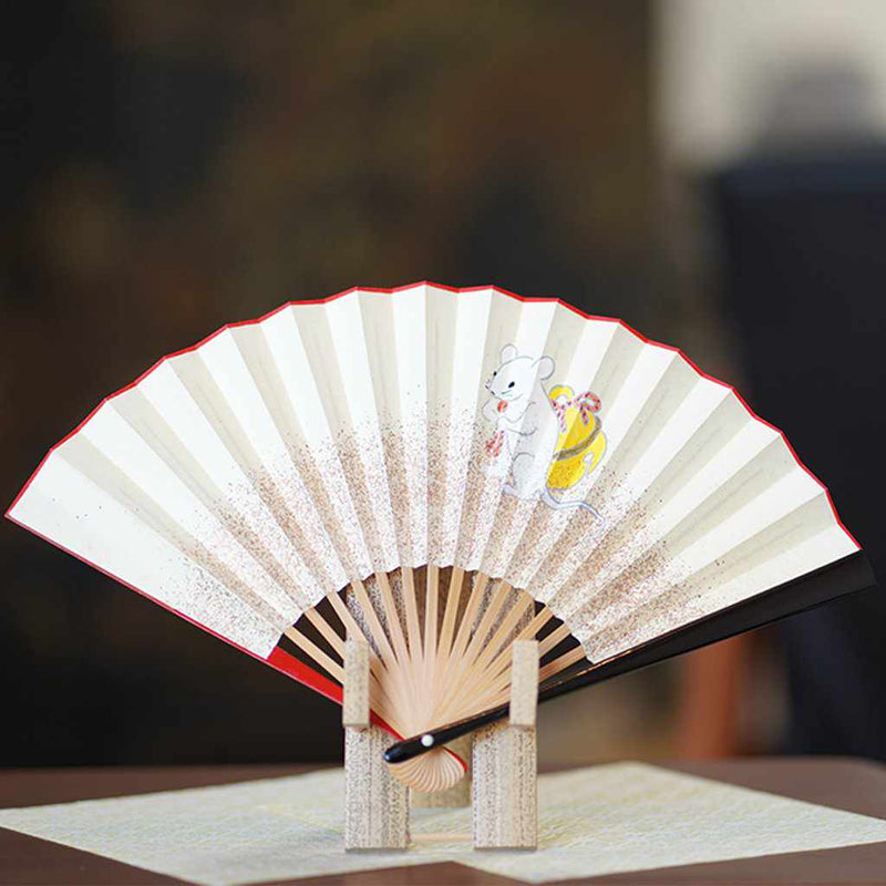 [HAND FAN] ZODIAC FAN MOUSE | UNKINDO FUKATSU HAND FAN | EDO FOLDING FANS