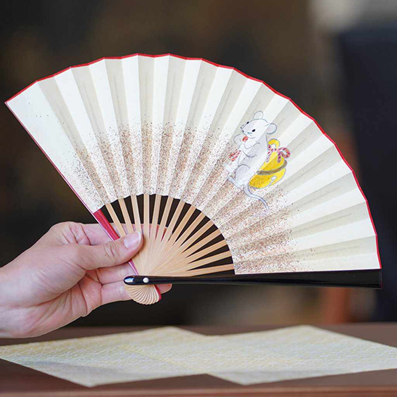 [HAND FAN] ZODIAC FAN MOUSE | UNKINDO FUKATSU HAND FAN | EDO FOLDING FANS