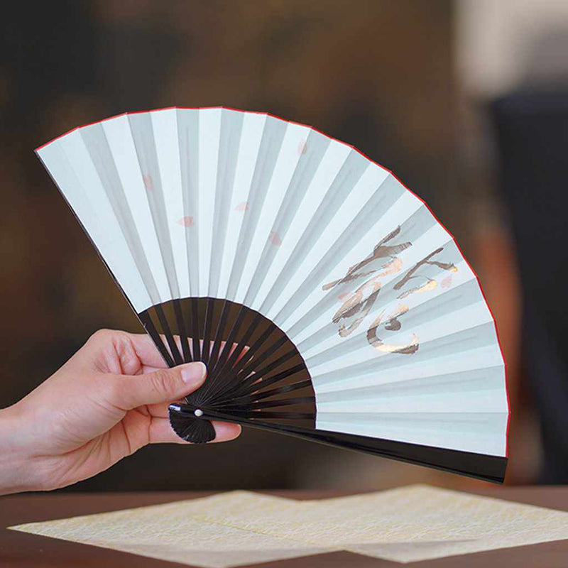 [HAND FAN] WOMAN'S ZODIAC FOLDING FAN TATSU BLACK PAINTED TENKU | UNKINDO FUKATSU HAND FAN | EDO FOLDING FANS