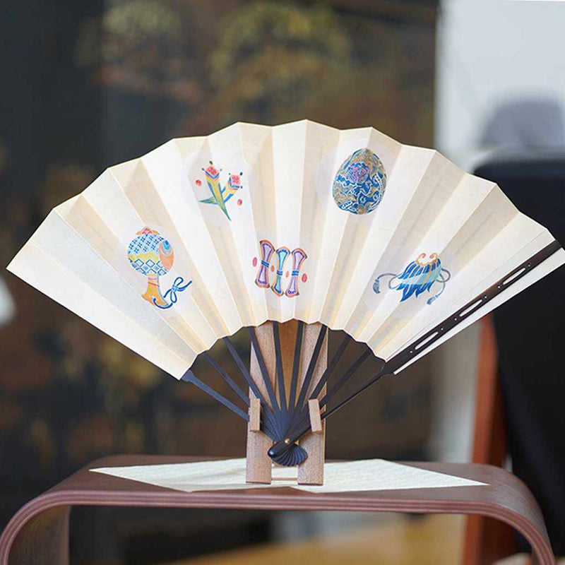 [HAND FAN] DECORATIVE FAN ITOME YUZEN SET MARU | UNKINDO FUKATSU HAND FAN | EDO FOLDING FANS