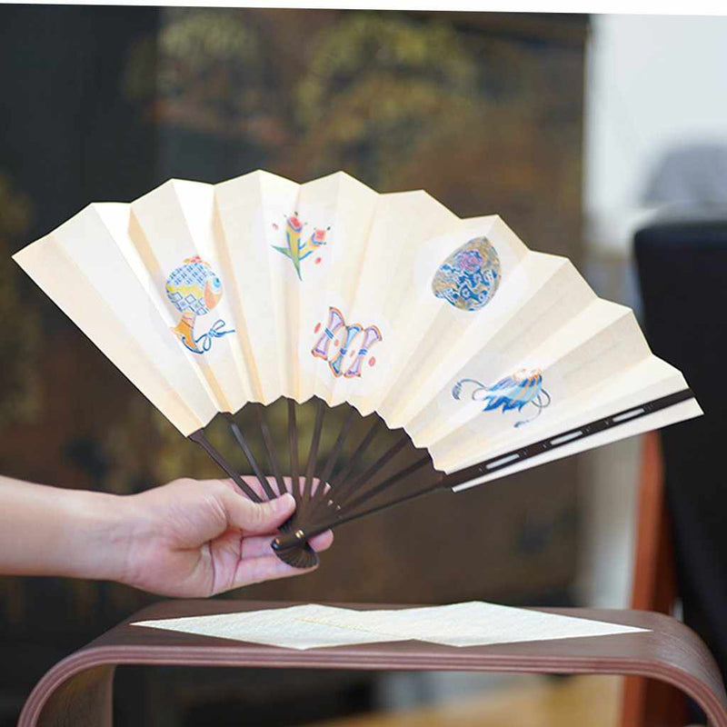 [HAND FAN] DECORATIVE FAN ITOME YUZEN SET MARU | UNKINDO FUKATSU HAND FAN | EDO FOLDING FANS