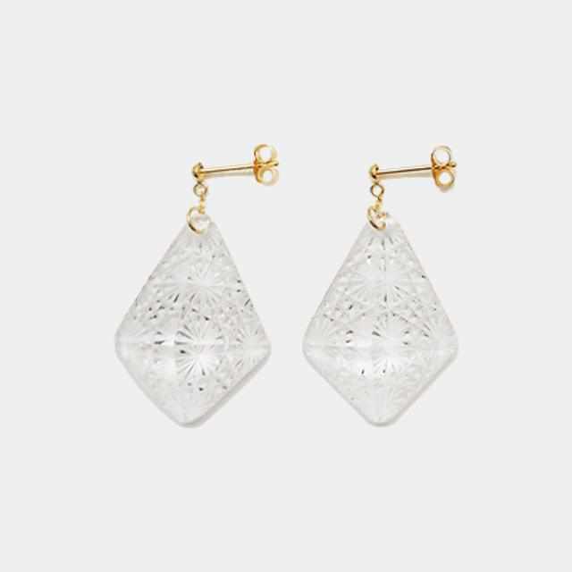 [ACCESSORY] TOKOBA PYRAMID EARRINGS CHRYSANTHEMUM TSUNAGI (K18) | TOKOBA | EDO CUT GLASS