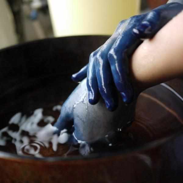 [圍巾]天然靛藍手工染色（7次染色）|靛藍染色