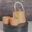 3-PIECE MINO WARE JAPANESE TEA SET - TEA POT & TEACUPS (VOYAGE ORENGE ROUSSI) | YAMATSU