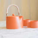 3-PIECE MINO WARE JAPANESE TEA SET - TEA POT & TEACUPS (VOYAGE ORENGE ROUSSI) | YAMATSU