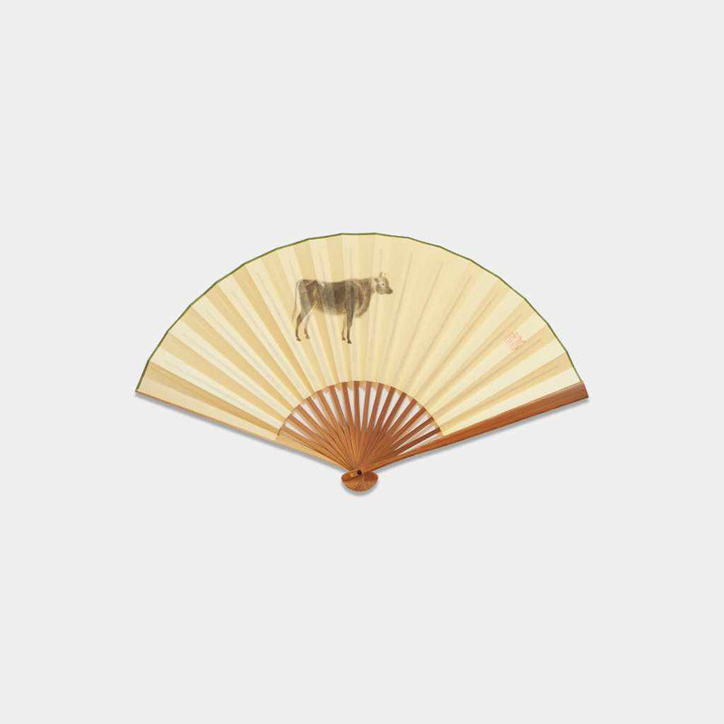 [HAND FAN] MEN'S ZODIAC FOLDING FAN OX HONSO BAMBOO | UNKINDO FUKATSU HAND FAN | EDO FOLDING FANS